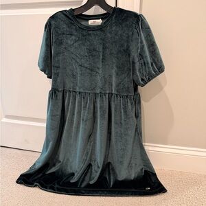 Vineyard Vines Dark Green Velvet Kids Dress